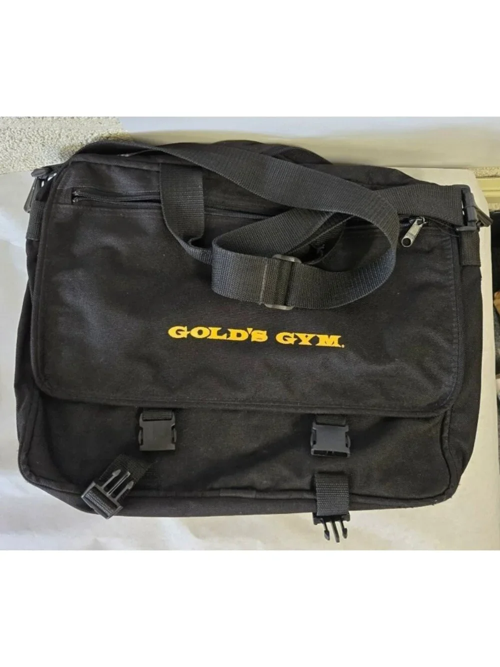 Gold's Gym Logoed Woven Travel Laptop Bag Multiple Pockets Office Gear Gym Bag